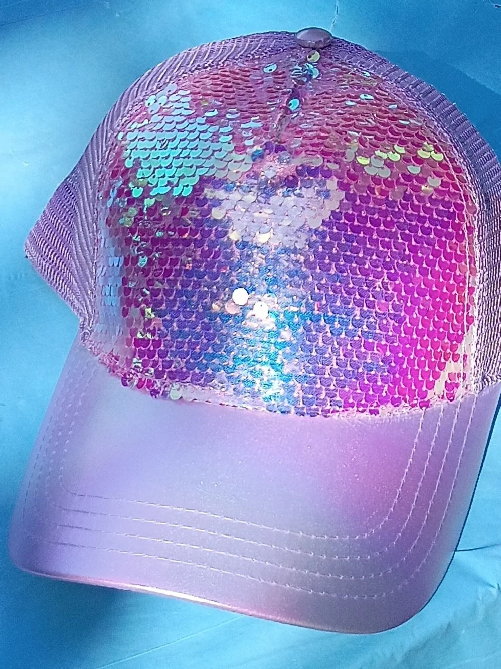 Justice Pink Sequin Trucker Hat with Iridescent Shine